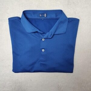 Stitch Polo Shirt Men L Blue Geometric Golf Performance Stretch Collared Ivanhoe